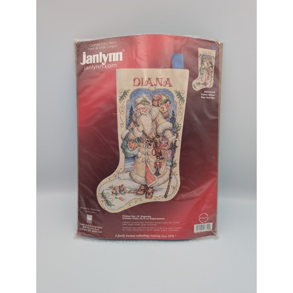 Janlynn Father Winter Counted Cross-Stitch Stocking Kit Santa St. Nick 023-0340
